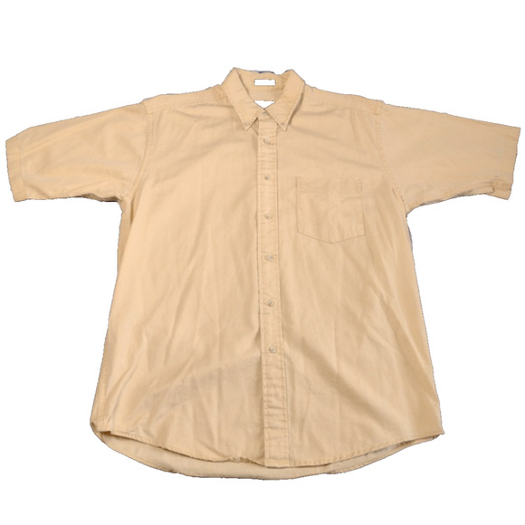 CLUB ROOM@ Men's Yellow Button-Down Short Sleeve Shirt Size Medium Chest 23" - Picture 1 of 4